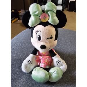 Disney Minnie Mouse Plush Doll-Winking Donut Bow & Pink Ice Cream Dress-10.5"